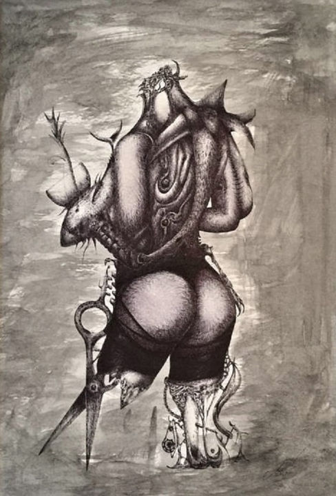 Peinture intitulée "prostitution" par Nocturnal Art Iyad, Œuvre d'art originale, Encre