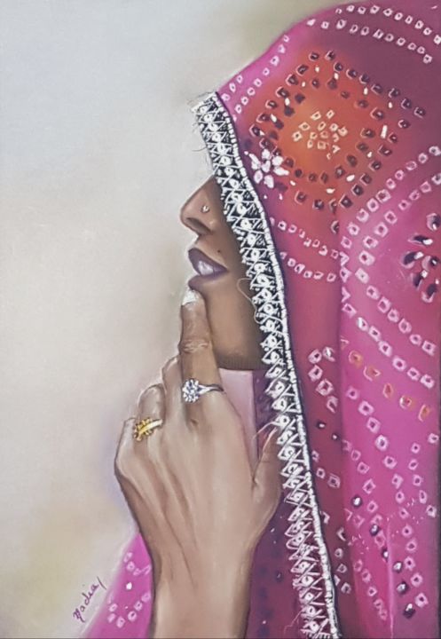 Painting titled "thoughts.jpg" by Nadia Sheikh, Original Artwork, Pastel