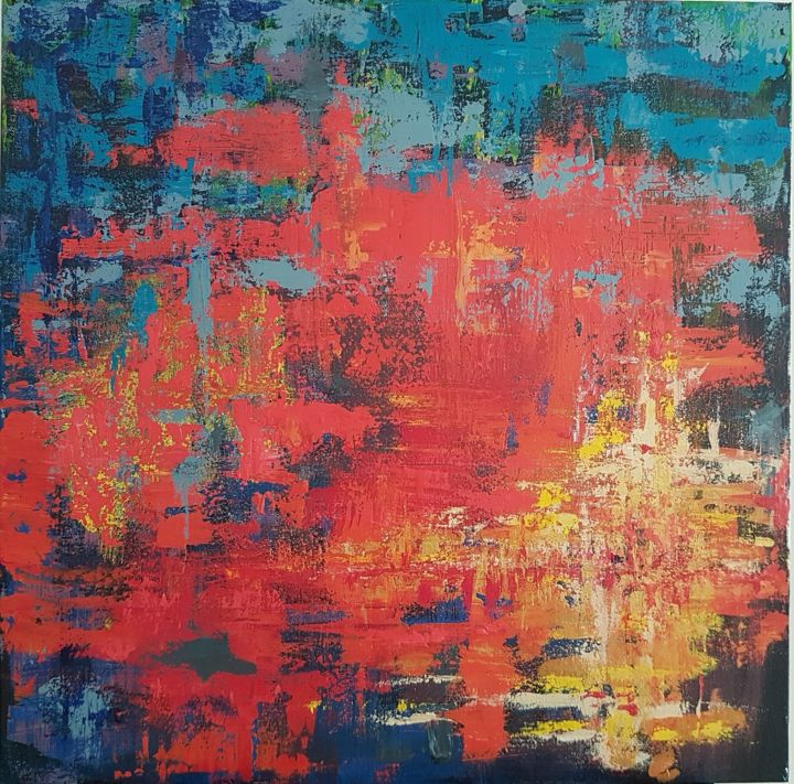 Painting titled "Sunset" by Nadia Sheikh, Original Artwork, Acrylic