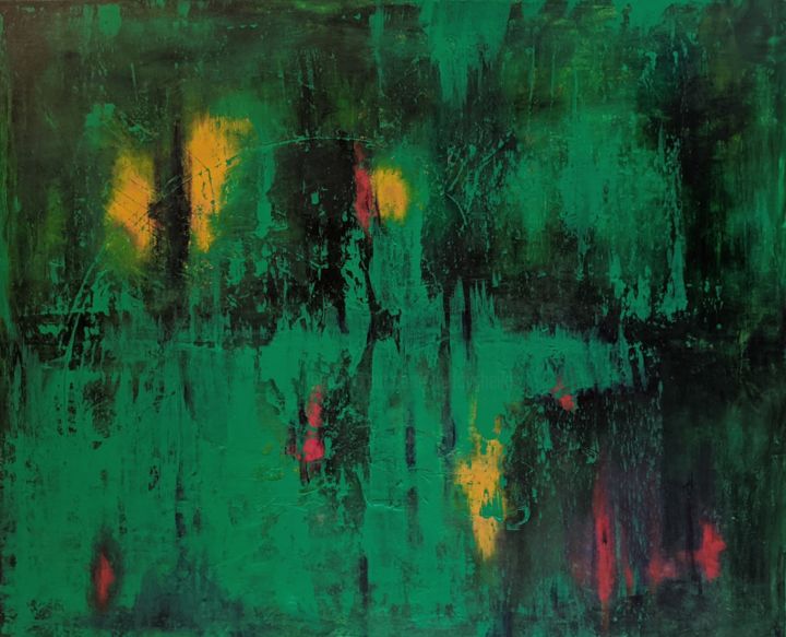 Pintura intitulada "Field of Emerald" por Nadia Sheikh, Obras de arte originais, Acrílico