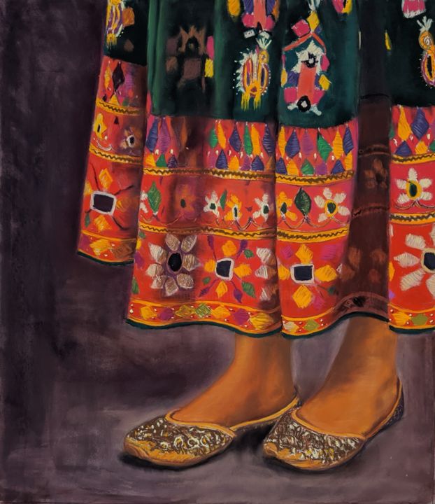Painting titled "Waiting" by Nadia Sheikh, Original Art, Pastel