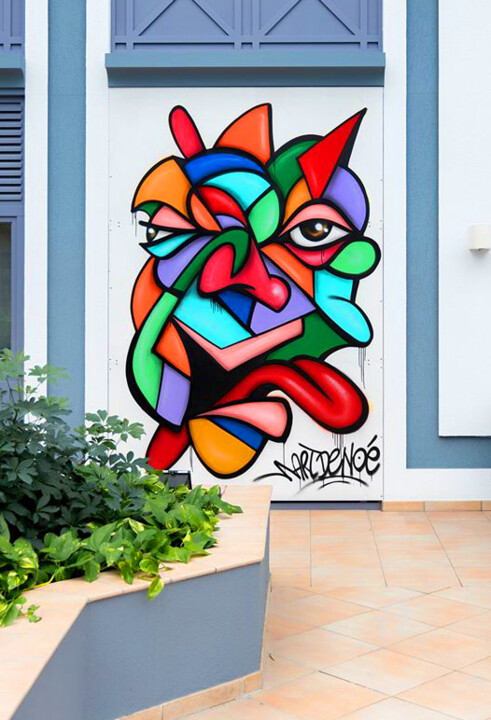 Malarstwo zatytułowany „Urban face” autorstwa Art De Noé, Oryginalna praca, Farba w spray'u