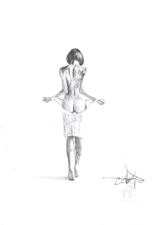 Dessin intitulée "Back naked" par Art De Noé, Œuvre d'art originale, Crayon