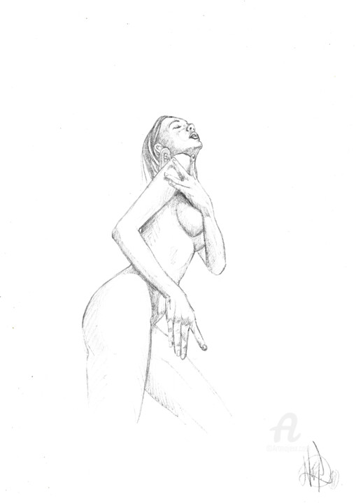 「Curves from below」というタイトルの描画 Art De Noéによって, オリジナルのアートワーク, 鉛筆
