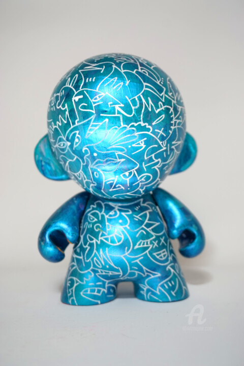 Sculpture intitulée "Shiny blue toons" par Art De Noé, Œuvre d'art originale