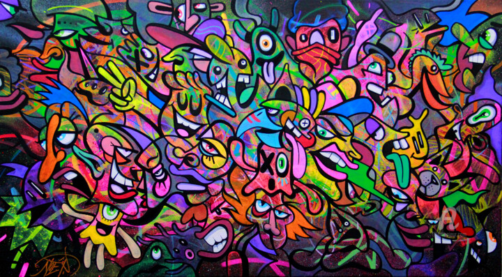 Painting titled "Neon toons" by Art De Noé, Original Artwork, Acrylic