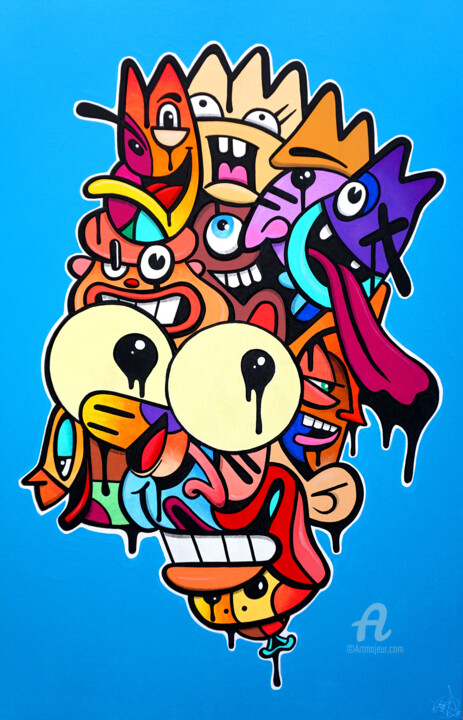 Peinture intitulée "Bart Simp'toons" par Noé Pauporté (Art de Noé), Œuvre d'art originale, Acrylique
