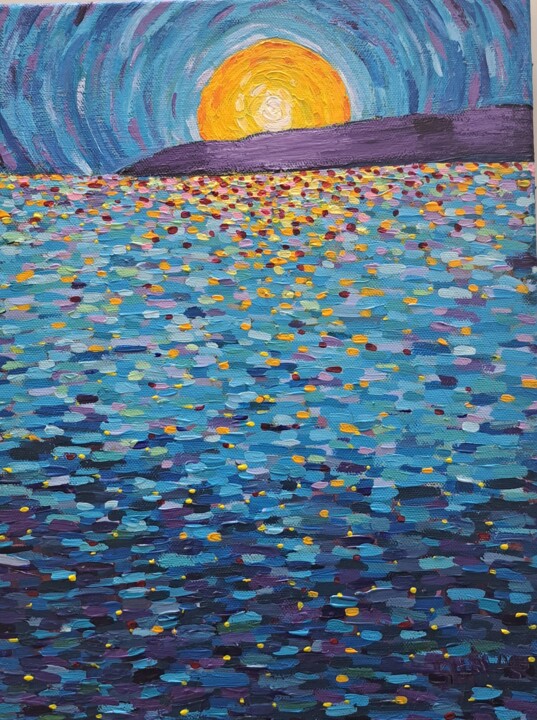 Peinture intitulée "mer colorée" par Noé Vallat, Œuvre d'art originale, Acrylique Monté sur Châssis en bois
