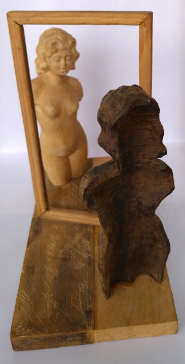 Sculptuur getiteld "Icono" door Noel Castillo López, Origineel Kunstwerk, Hout