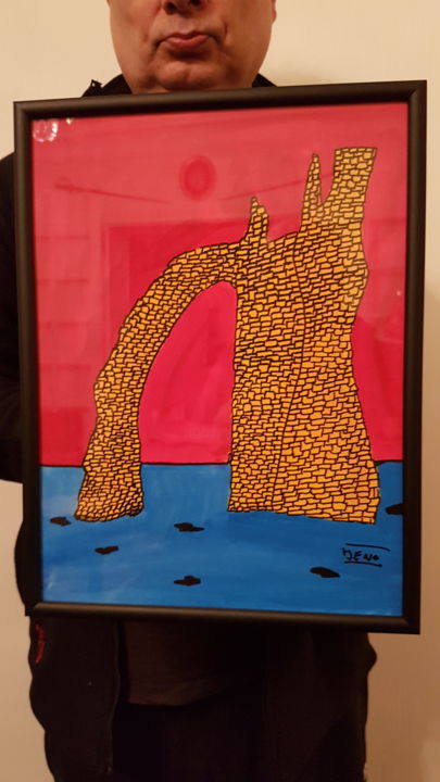 Peinture intitulée "Falaise en pierre" par Jeno, Œuvre d'art originale,