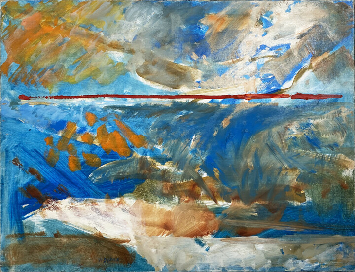 Painting titled "HORIZON" by Noël Pasquier, Original Artwork, Acrylic Mounted on Wood Stretcher frame