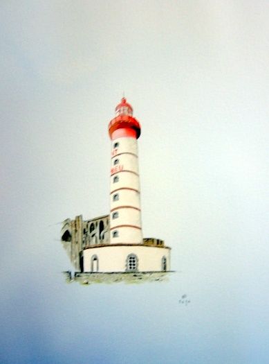 Peinture intitulée "Phare de la pointe…" par Noël Barbot, Œuvre d'art originale