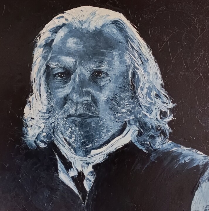 Peinture intitulée "Donald Sutherland" par Noelle Huin, Œuvre d'art originale, Huile Monté sur Châssis en bois