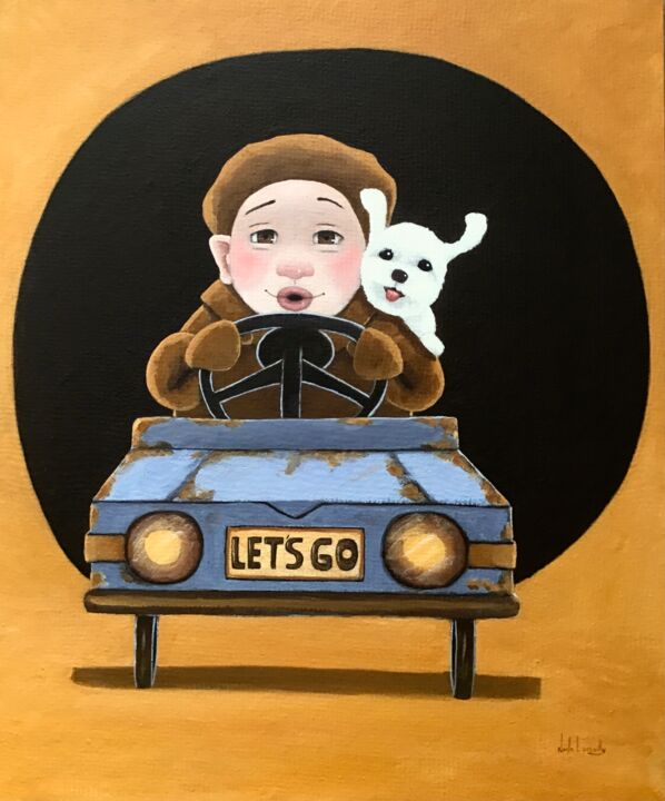 Картина под названием "Let’s go ! - 898" - Noëlle Lassailly, Подлинное произведение искусства, Акрил Установлен на Деревянна…