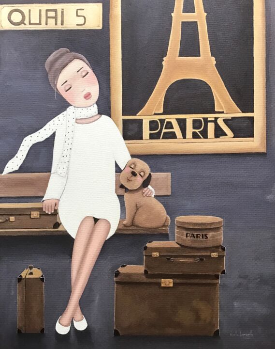 Pintura titulada "La Parisienne - 1091" por Noëlle Lassailly, Obra de arte original, Acrílico Montado en Bastidor de camilla…