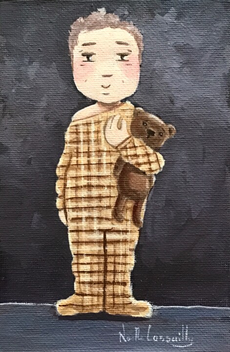 Peinture intitulée "Le pyjama - 1207" par Noëlle Lassailly, Œuvre d'art originale, Acrylique