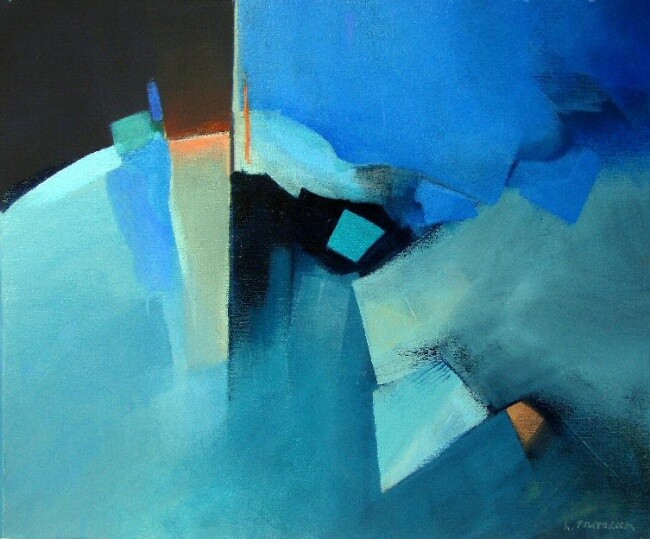 Painting titled "Blues" by Noelle Poupardin, Original Artwork, Oil