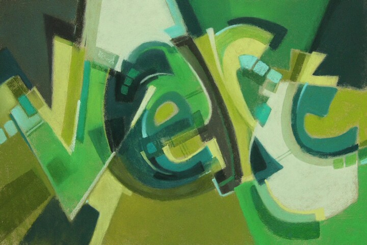 Malerei mit dem Titel "En vert et contre t…" von Noelle Poupardin, Original-Kunstwerk, Pastell