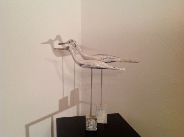 Sculpture titled "Couple oiseaux" by Noëlle Rious, Original Artwork