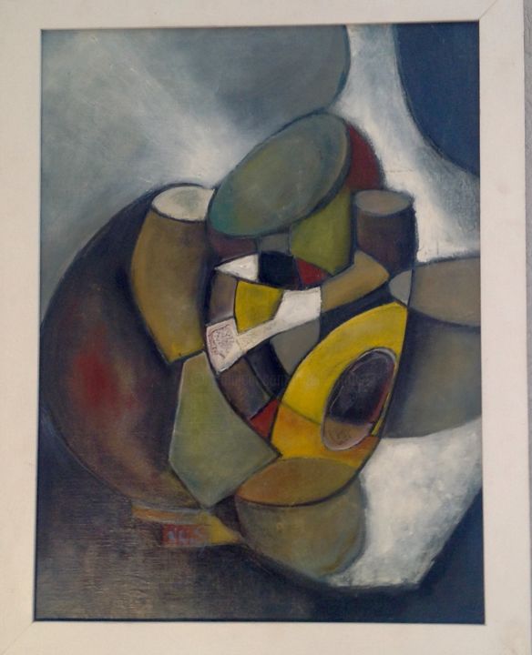 Peinture intitulée "Composition pots" par Noëlle Rious, Œuvre d'art originale