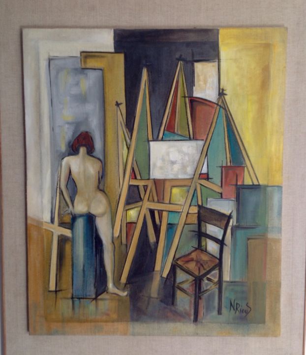 Картина под названием "L'atelier" - Noëlle Rious, Подлинное произведение искусства