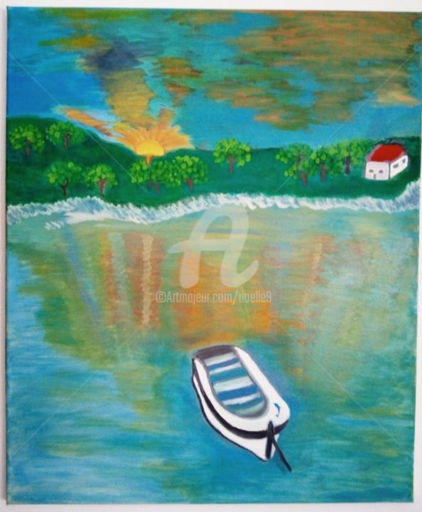 Pittura intitolato "Magic boat" da Noelle9, Opera d'arte originale
