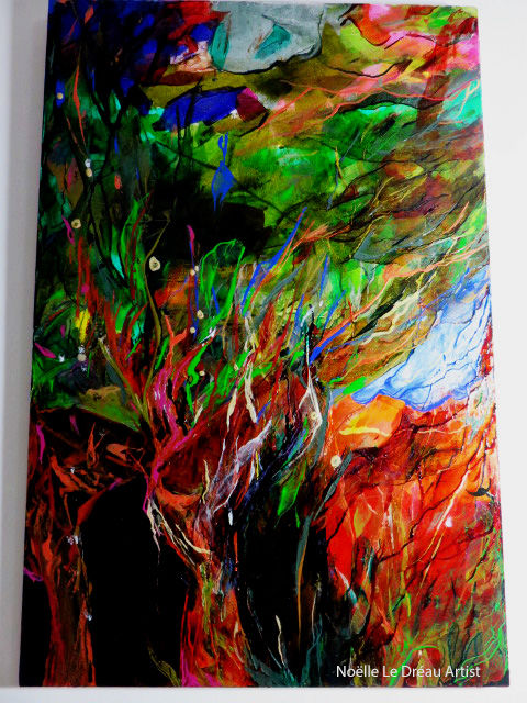 Painting titled "L'Arbre et le Vent" by Noëlle Le Dréau, Original Artwork, Other