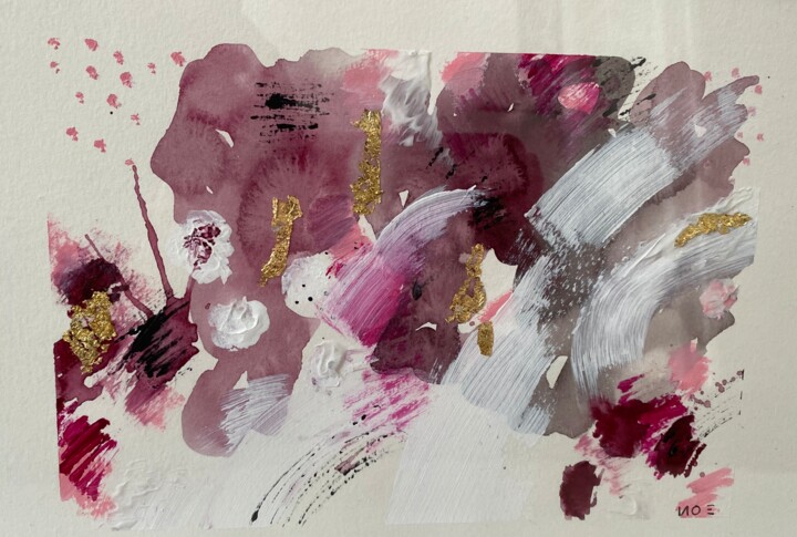 Pintura titulada "Aquarelle fuschia" por Noémie Cheramy, Obra de arte original, Acuarela