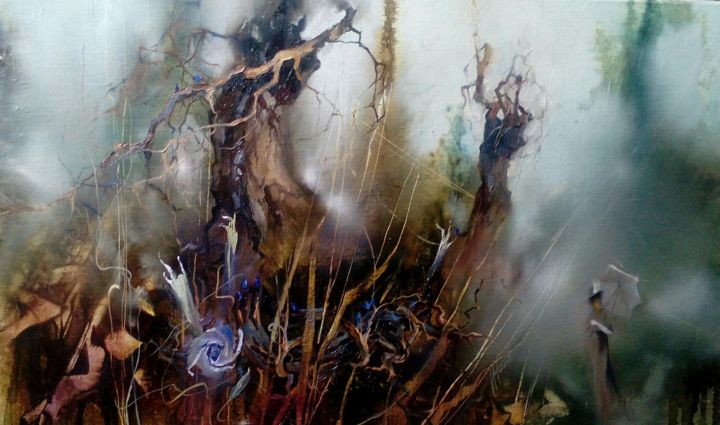 Картина под названием "Гнездовье" - Irina Nogina, Подлинное произведение искусства, Масло Установлен на Деревянная рама для…