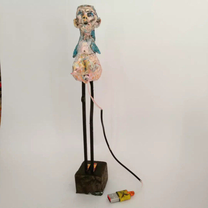 Sculpture titled "Disconnected" by Noham Rudisuhli, Original Artwork, Polymer clay