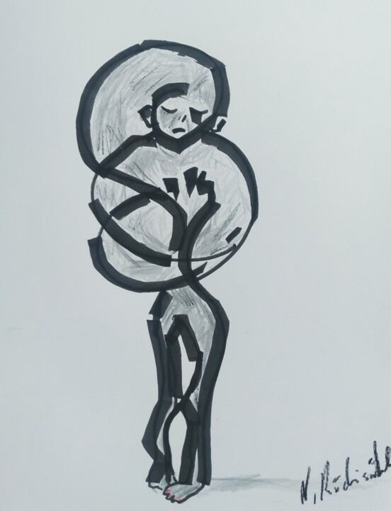 Dessin intitulée "The child who sold…" par Noham Rudisuhli, Œuvre d'art originale, Marqueur