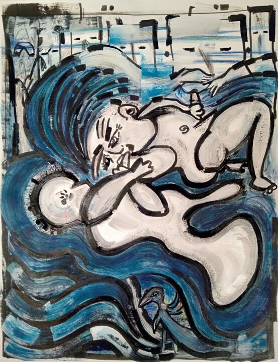 Pintura titulada "Silicone scream" por Noham Rudisuhli, Obra de arte original, Acrílico