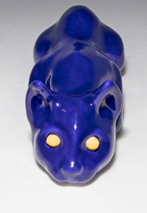 Sculpture titled "EyesCat BY" by Luca Negro, Original Artwork, Ceramics