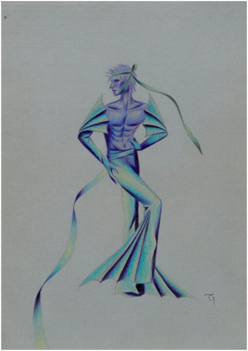Disegno intitolato "Mélusine Witch" da Noir, Opera d'arte originale, Matita