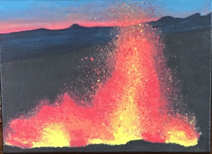 Peinture intitulée "Volcan de l’Ile de…" par Florence Flot, Œuvre d'art originale, Acrylique