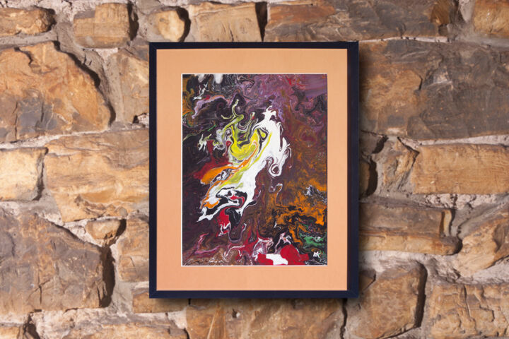 Painting titled "Gecko diabólico" by Men Kou, Original Artwork, Acrylic Mounted on Wood Panel