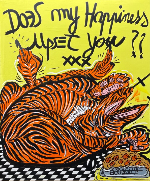 Painting titled "Does My Happiness U…" by Nolwenn Samson, Original Artwork, Acrylic Mounted on Wood Stretcher frame