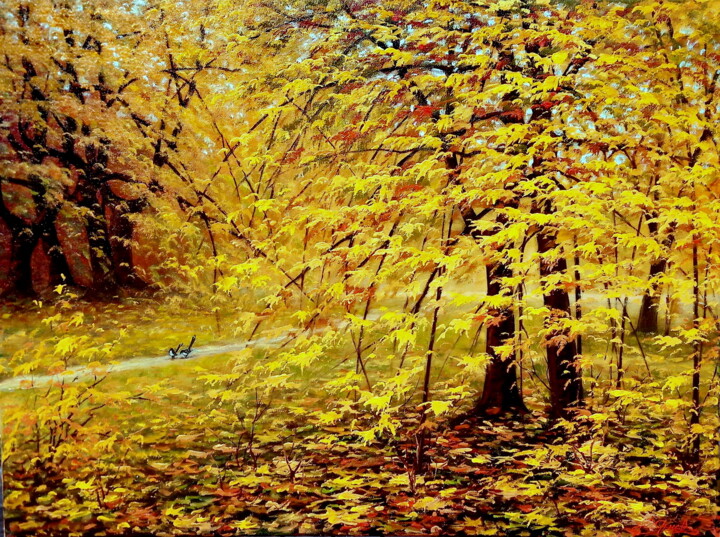 「Золотая осень」というタイトルの絵画 Юрий Ярцевによって, オリジナルのアートワーク, オイル