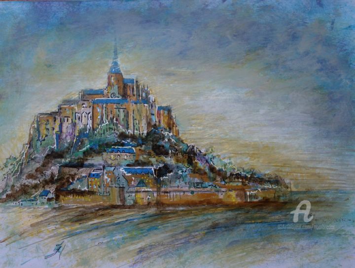 Drawing titled "St Michael's Mount" by Tatiana Le Metayer, Original Artwork, Marker
