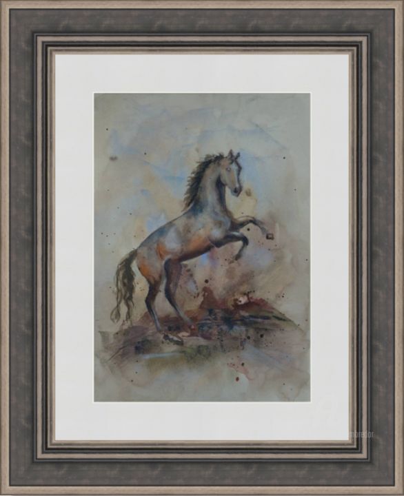 Peinture intitulée "Horse Mixed Media2" par Tatiana Le Metayer, Œuvre d'art originale, Pastel