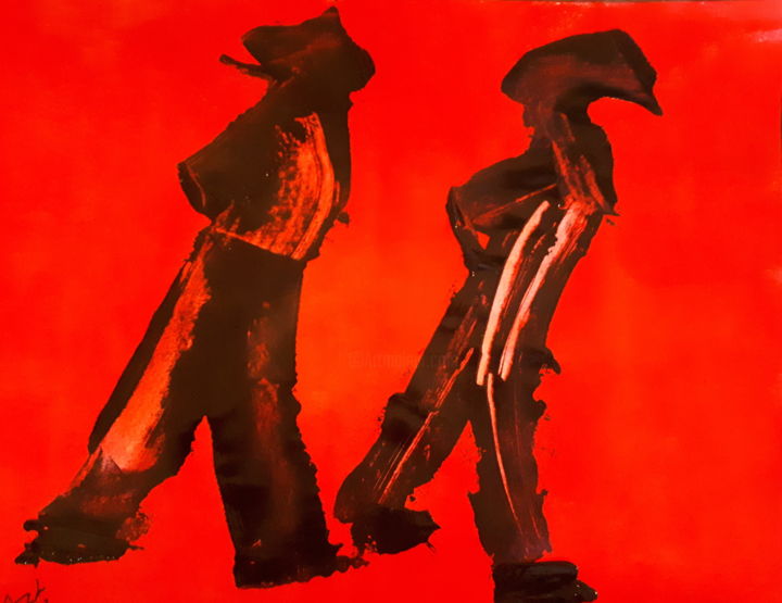 Pintura intitulada "marche rouge" por Antonio Alvarez, Obras de arte originais