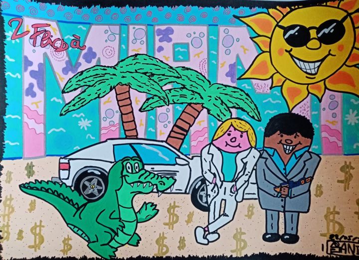 Peinture intitulée "Monsieur Miami" par Sano, Œuvre d'art originale, Acrylique