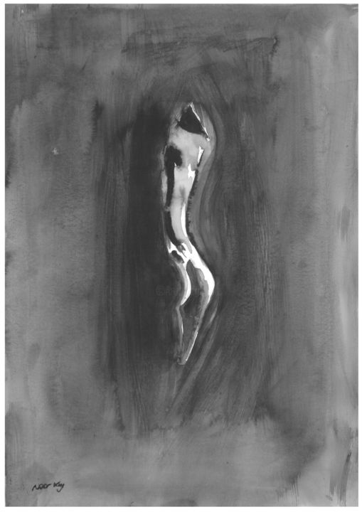 Картина под названием "Sensual Shadow" - Noor Kay, Подлинное произведение искусства, Акварель