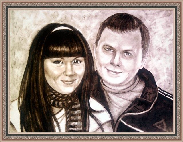Pintura titulada "семейный портрет по…" por Andrei Zhilin, Obra de arte original