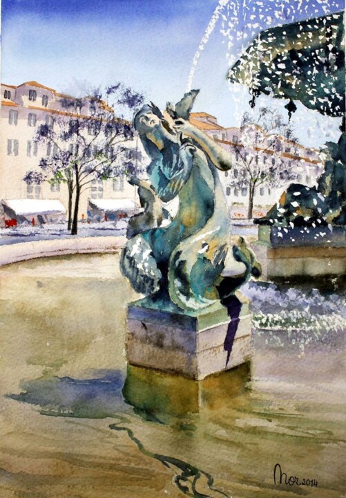 Painting titled "Lisboa" by Nor, Original Artwork, Watercolor