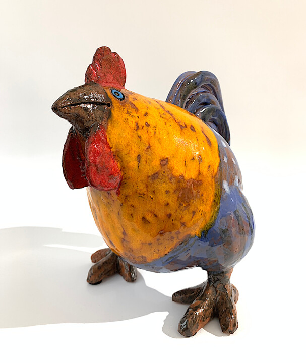 Sculpture intitulée "Good Morning- Cock" par Nora Blazeviciute, Œuvre d'art originale, Céramique