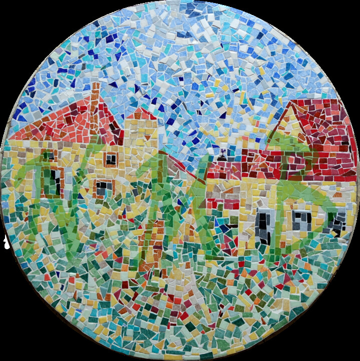 Sculpture titled "Village" by Nora Mb, Original Artwork, Mosaic