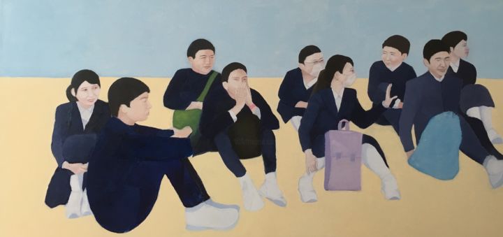 Peinture intitulée "Connection 1. / Lia…" par Nora Juhasz, Œuvre d'art originale, Huile