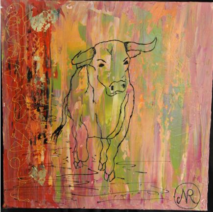 Peinture intitulée "taureau" par Nora Reboul, Œuvre d'art originale