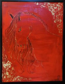 Peinture intitulée "cheval reveur" par Nora Reboul, Œuvre d'art originale